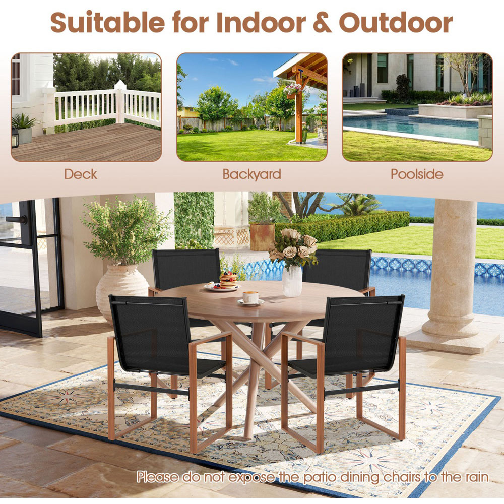 Costway Set of 2 Black Outdoor Dining Chairs Image 7