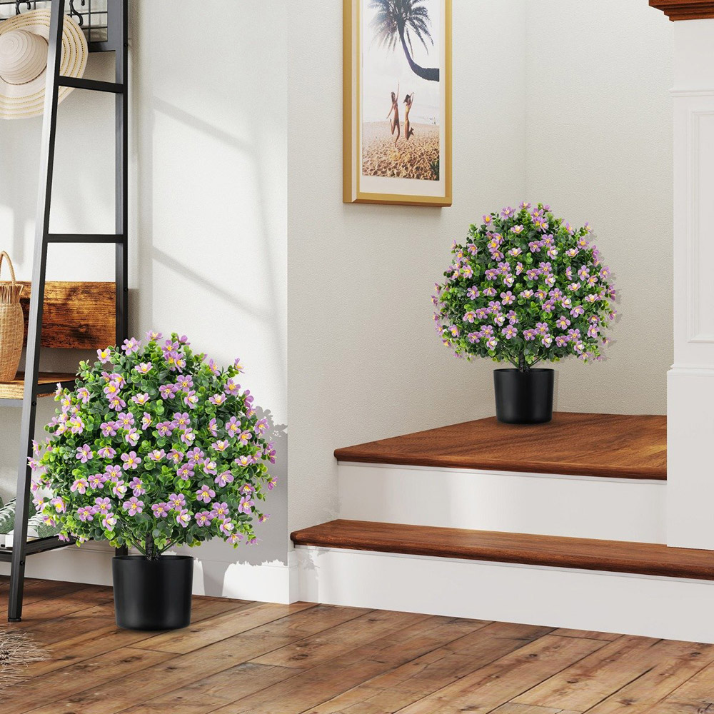 Costway Purple Artificial Boxwood Topiary Ball Tree 2 Pack Image 2