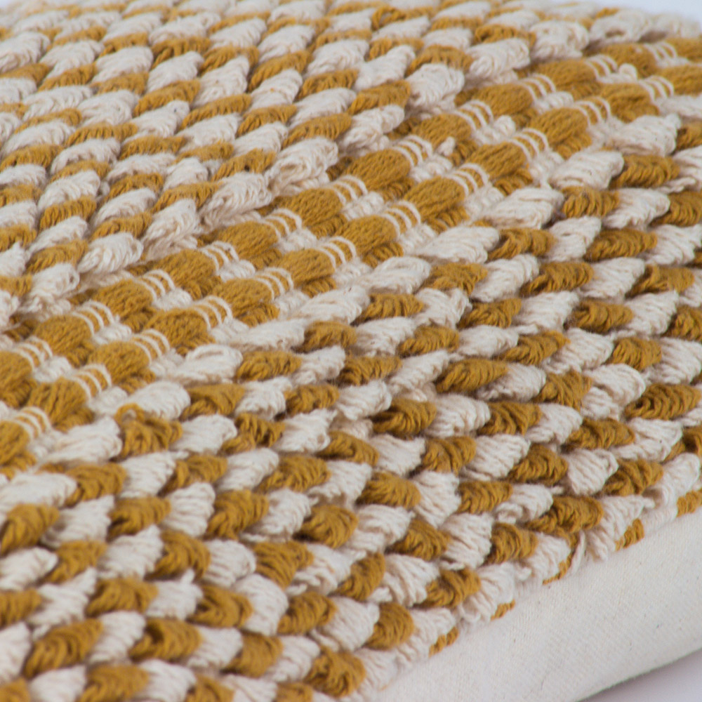 furn. Ayaan Mustard Woven Tufted Cushion Image 5