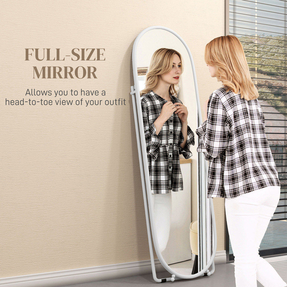 Portland White Oval Full Length Mirror Image 5