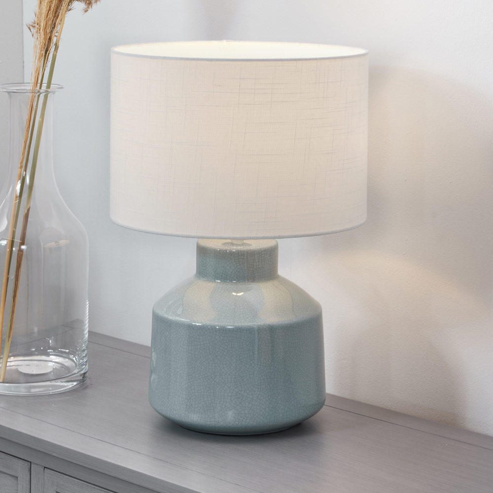 Pacific Lifestyle Nora Duck Egg Blue Crackle Effect Table Lamp Image 2