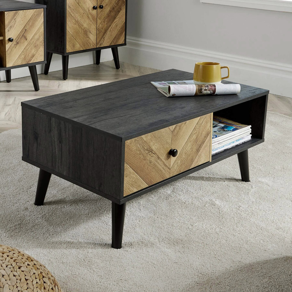 Home Source Dallas Single Drawer Single Shelf Black Coffee Table Image 7