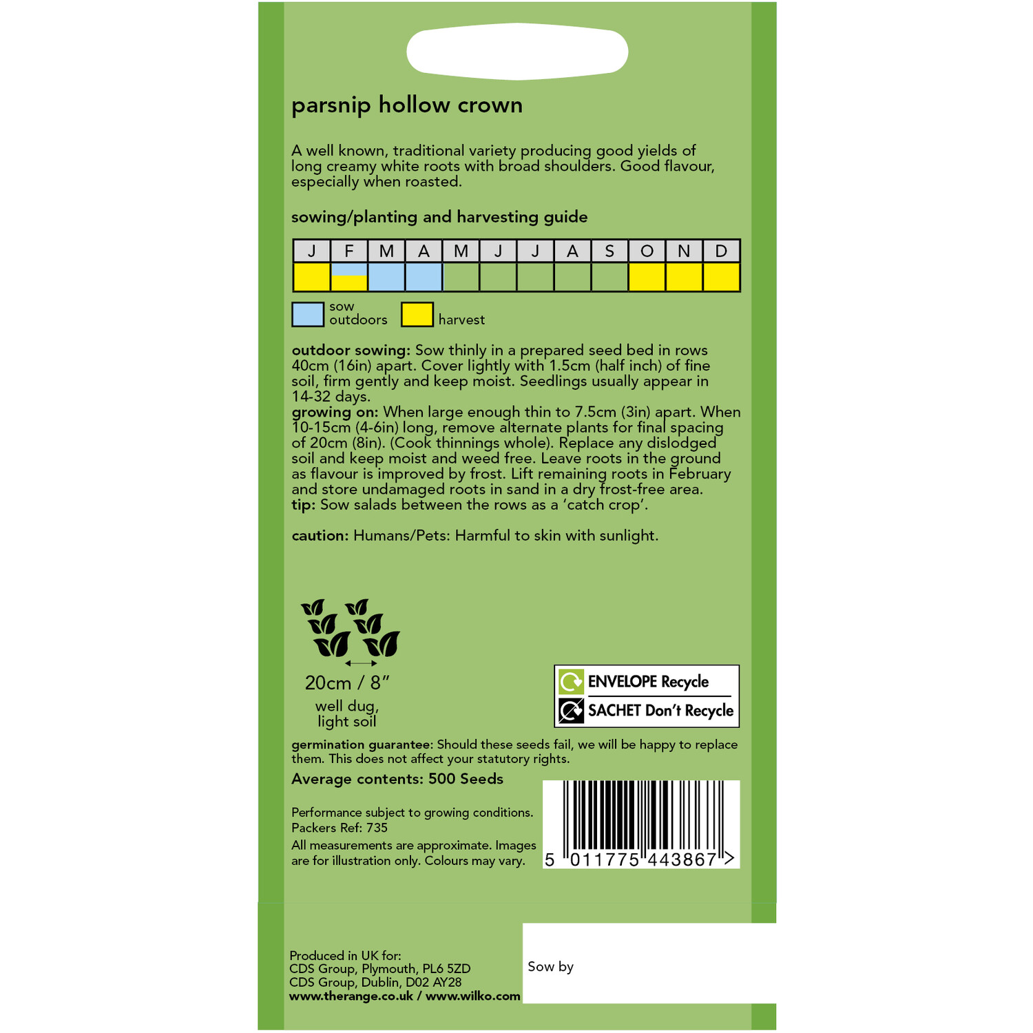 Wilko Parsnip Hollow Crown Seeds Image 2