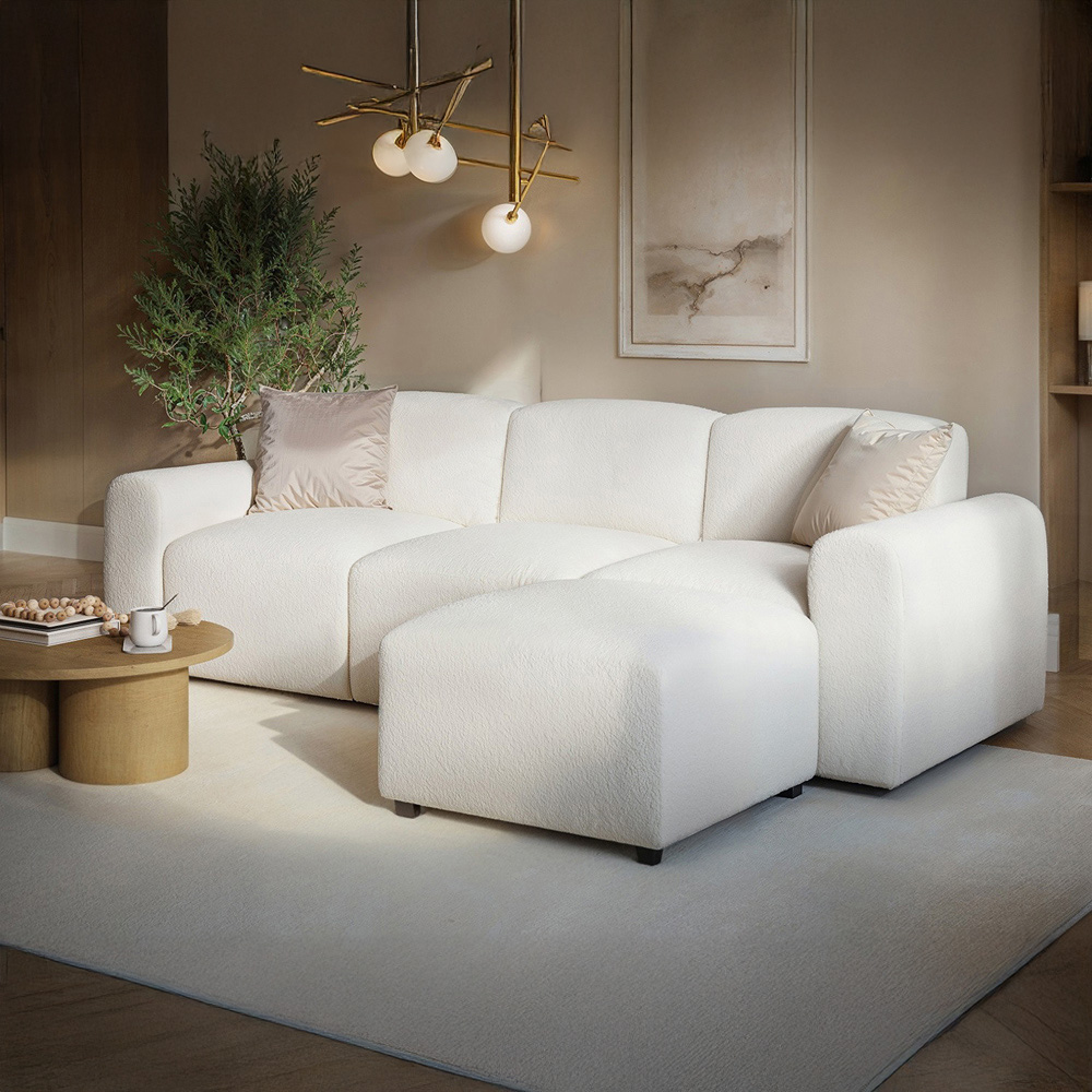 Flair Manon 3 Seater Cream Boucle Corner Sofa Image 7