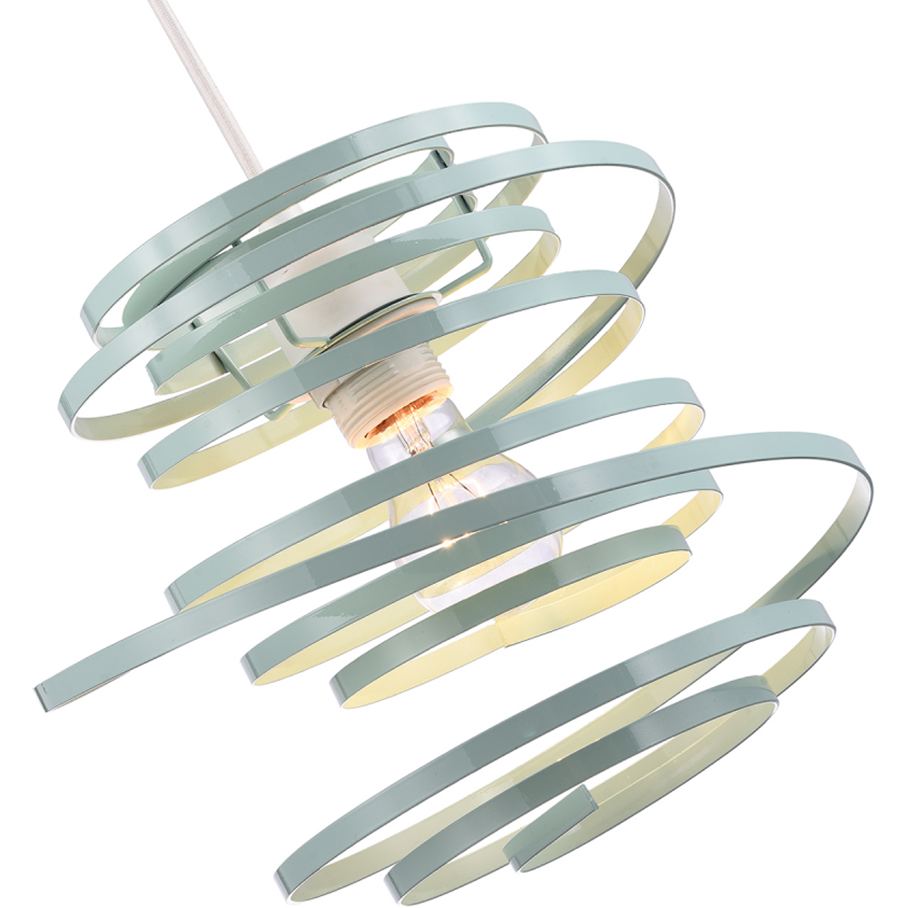 Happy Homewares Double Ribbon Spiral Swirl Duck Egg Gloss Metal Ceiling Light Image 4