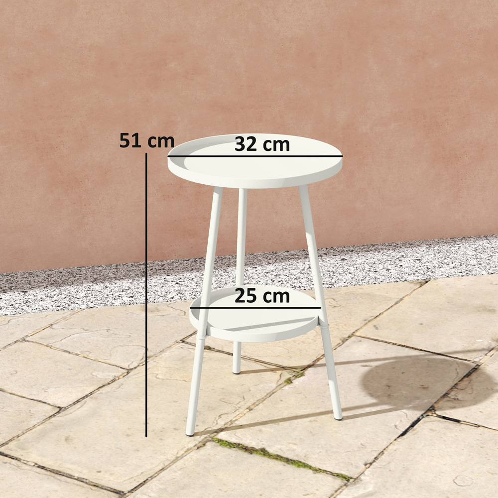 Outsunny Single Shelf White Round Garden Coffee Table Image 9