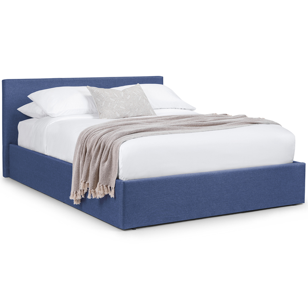 Julian Bowen Rialto King Size Dark Blue Linen Lift Up Storage Bed Image 2
