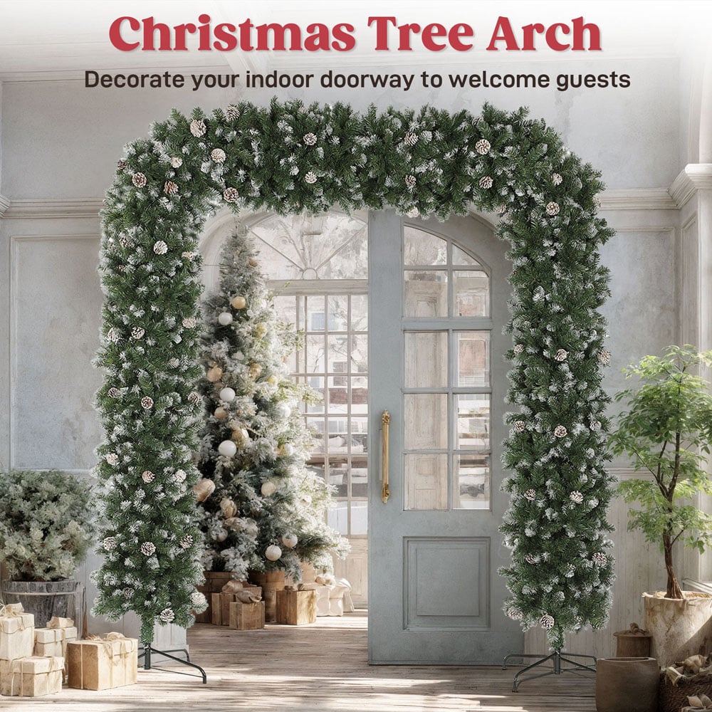 HOMCOM Single Door Frosted Snow Green Christmas Tree Arch 8.2ft Image 5