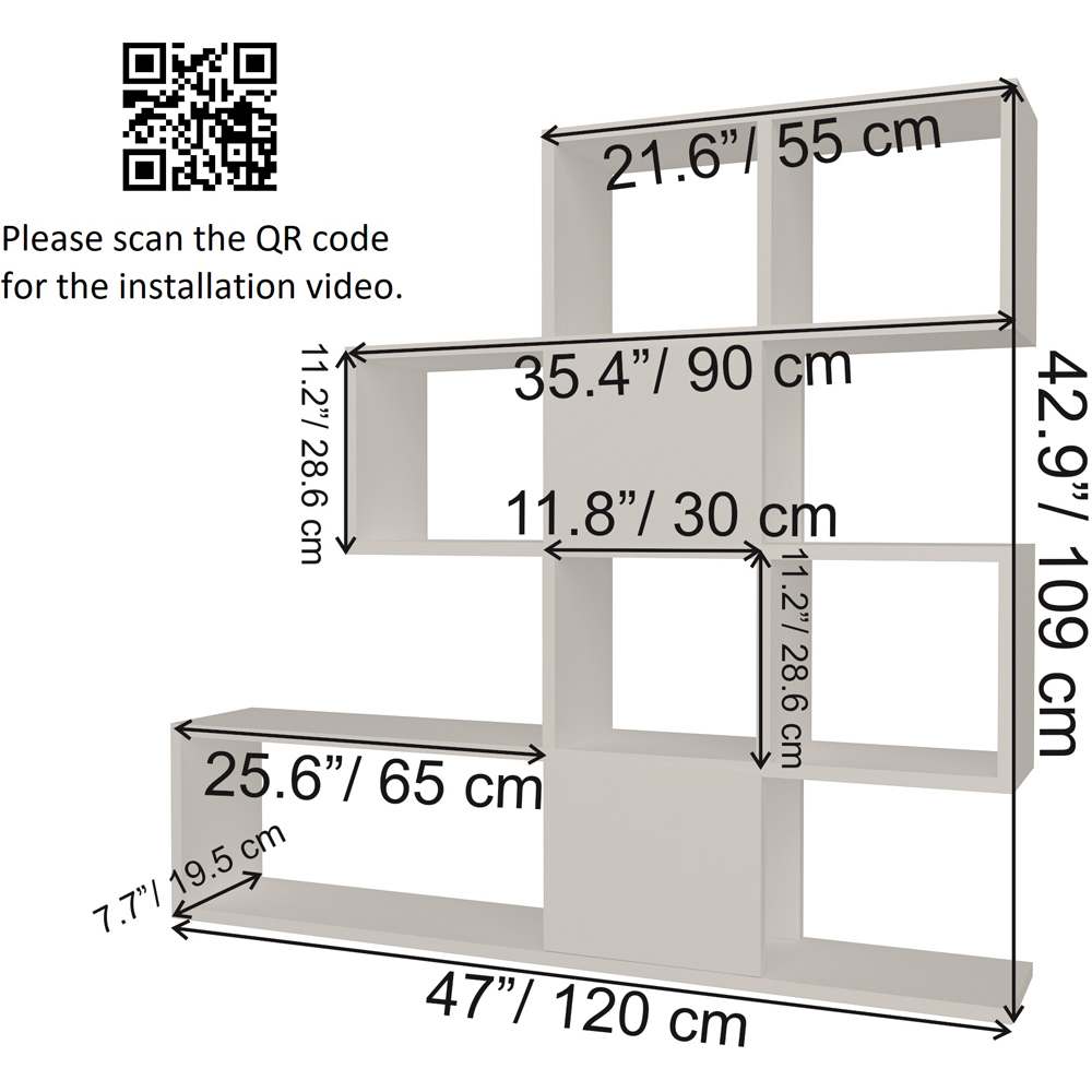 Decorotika Karlin 9 Shelf White and Teak Modern Bookcase Image 9