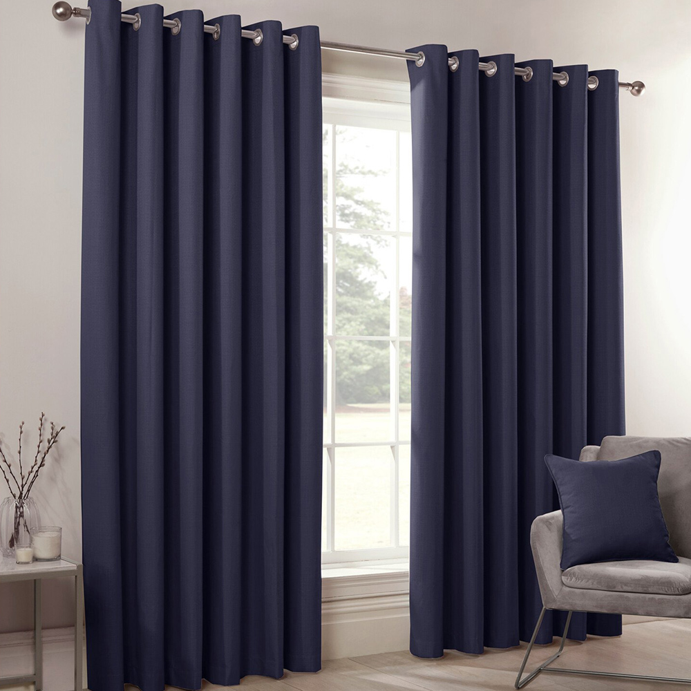 Divante Hoxton Navy Blackout Eyelet Curtains 229cm Image 1