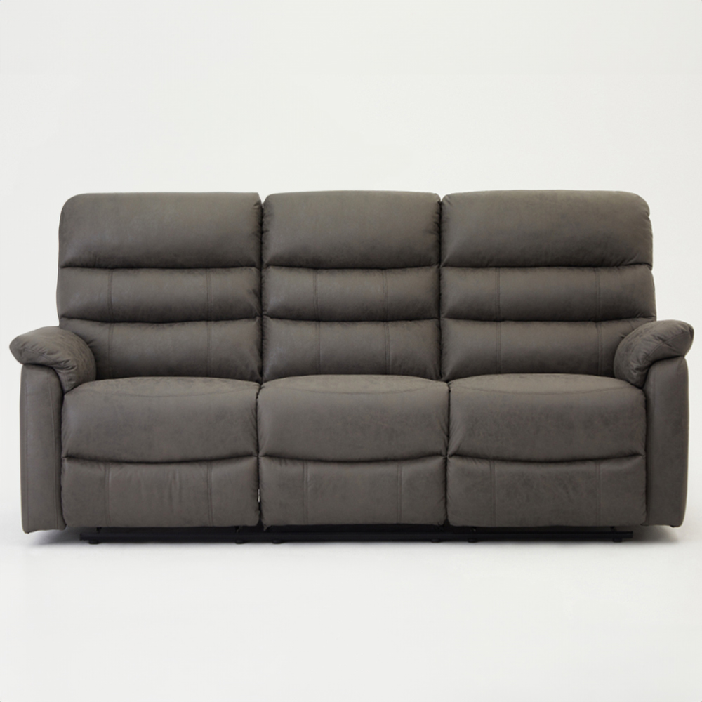 Home Detail Maxwell 3 Seater Grey Air Leather Manual Recliner Sofa Image 3