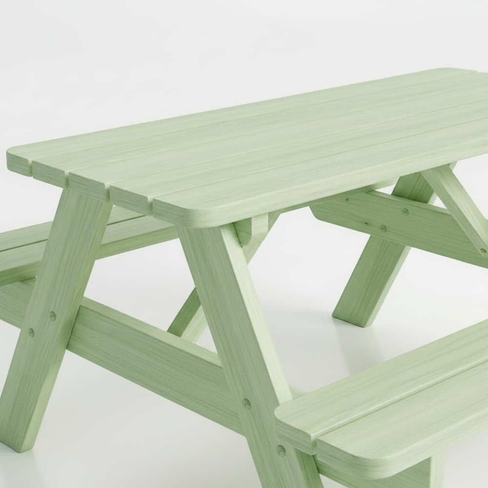 AMATA Children's Pastel Green Classic Wooden Picnic Table Image 3