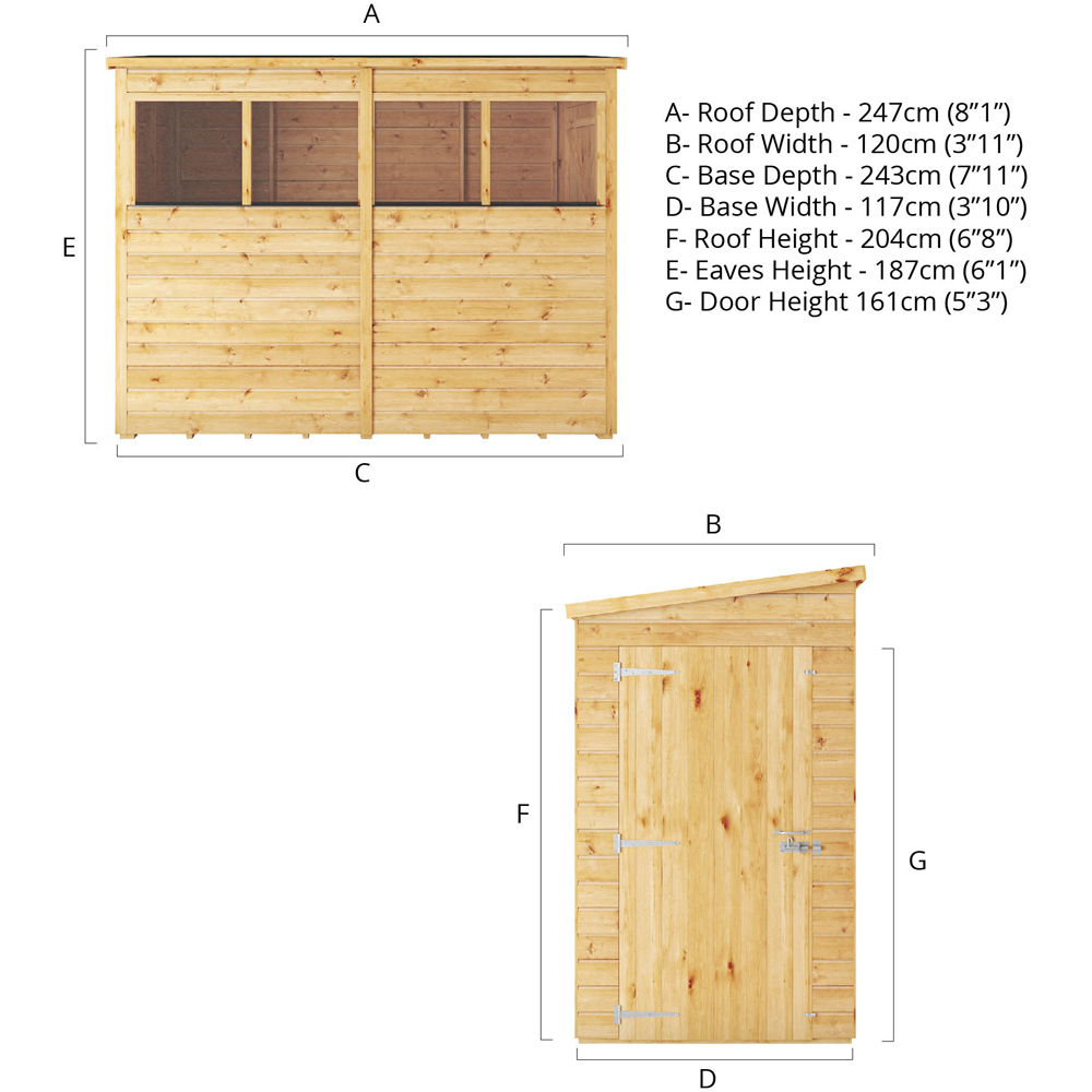 Mercia Woodsman 8 x 4ft Shiplap Pent Shed Image 9