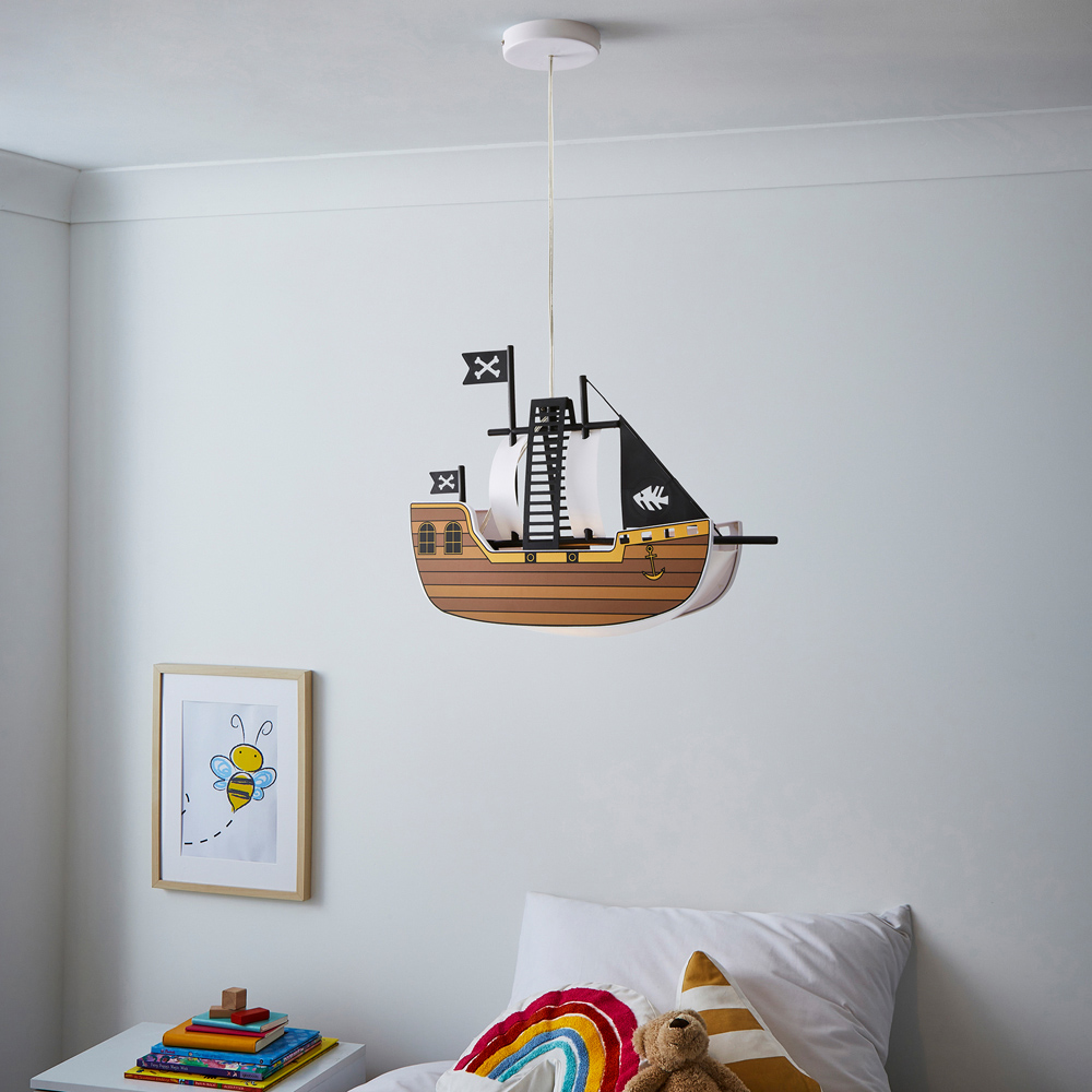 Glow Brown 3D Pirate Ship Ceiling Light Image 5