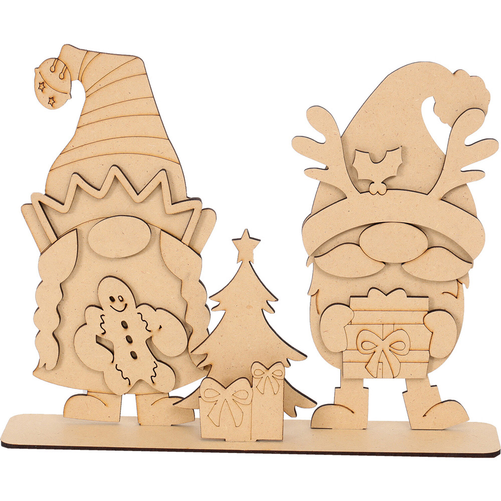 Standing Wooden Gonks - Brown Image 2