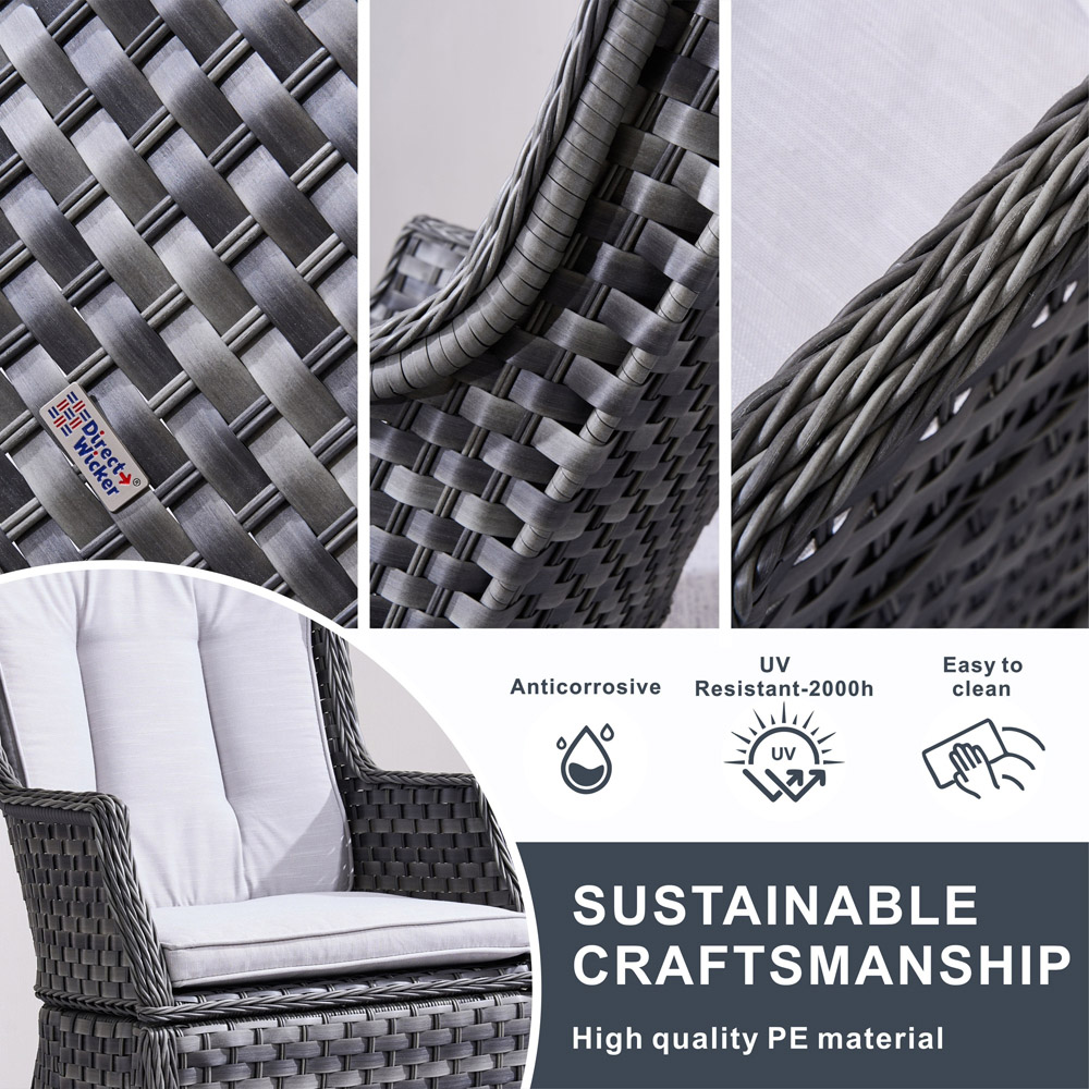 Direct Wicker 2 Seater Grey Rattan Aluminium Garden Bistro Set Image 4