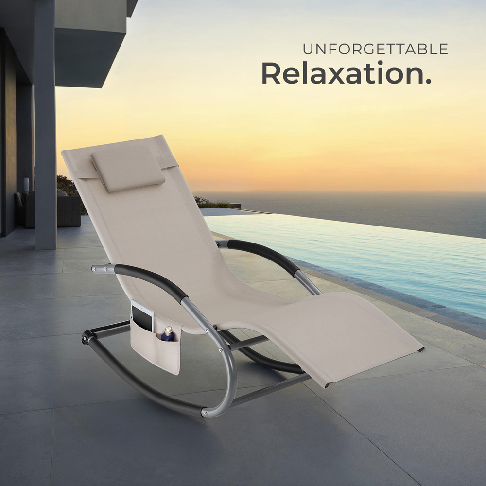 tectake Taya Set of 2 Beige Rocking Sun Lounger Image 8