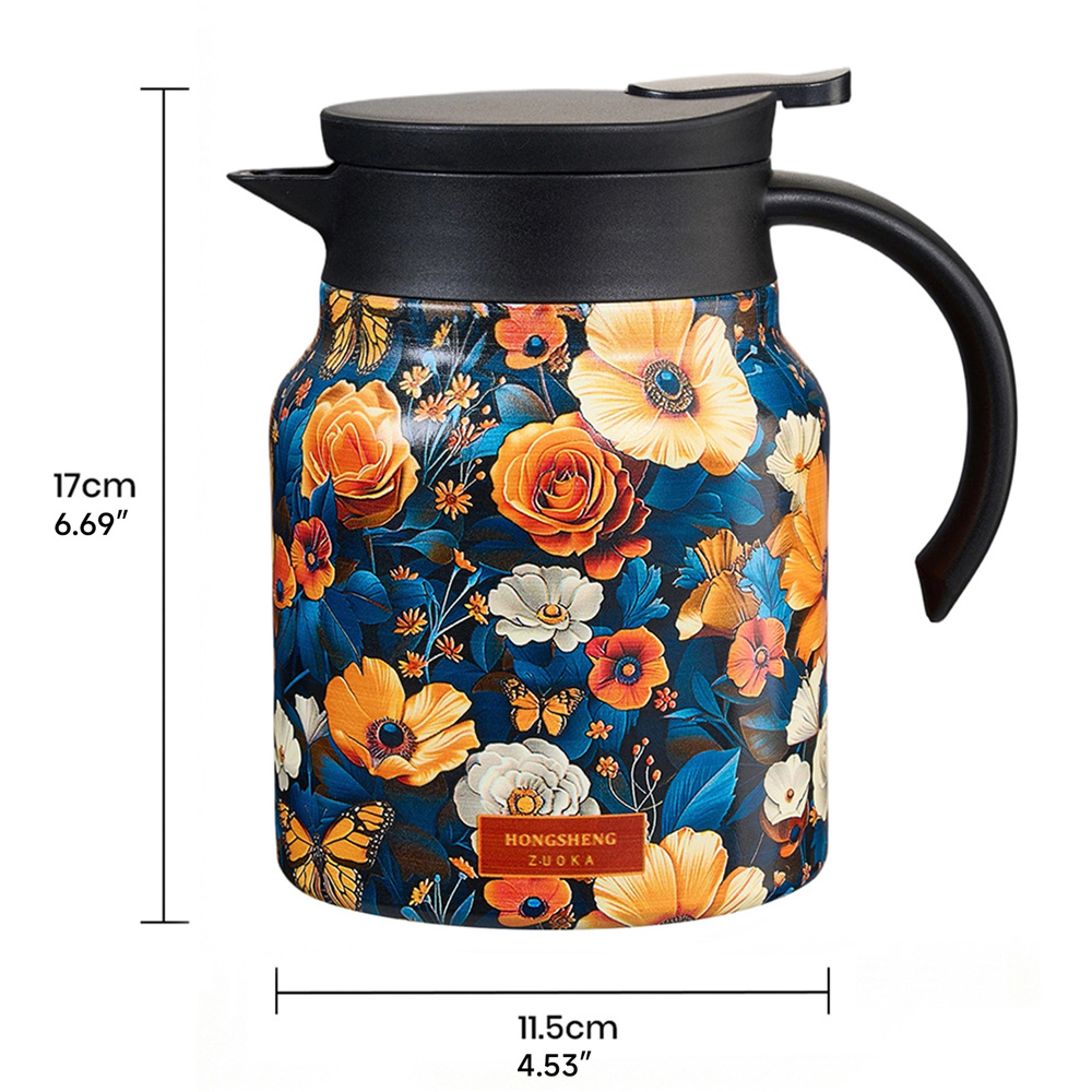 Living and Home Morris Style Vintage Floral Stainless Steel Thermal Teapot with Infuser 1L Image 8