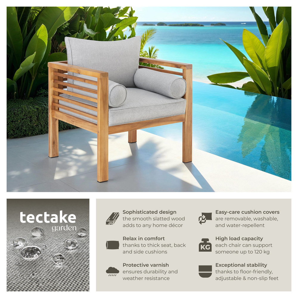 tectake Boka Wooden Frame Garden Chair Image 6