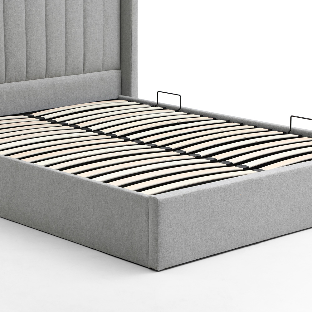 Atticus King Grey Faux Wool Ottoman Bed Image 7