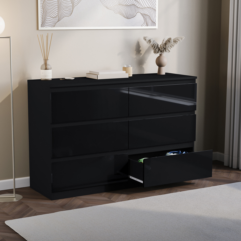 Vida Designs Glinton 6 Drawer Black Chest of Drawers Image 4