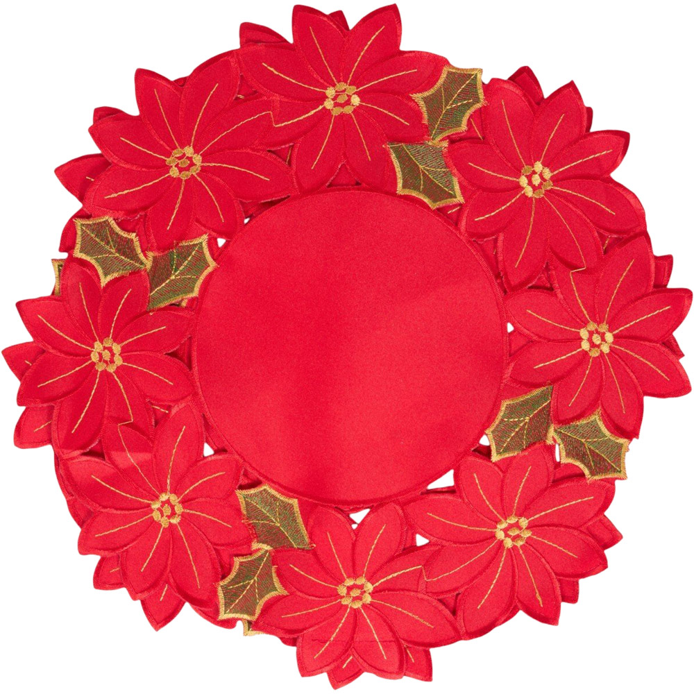 Pack of 2 Poinsettia Placemats Red Image 2