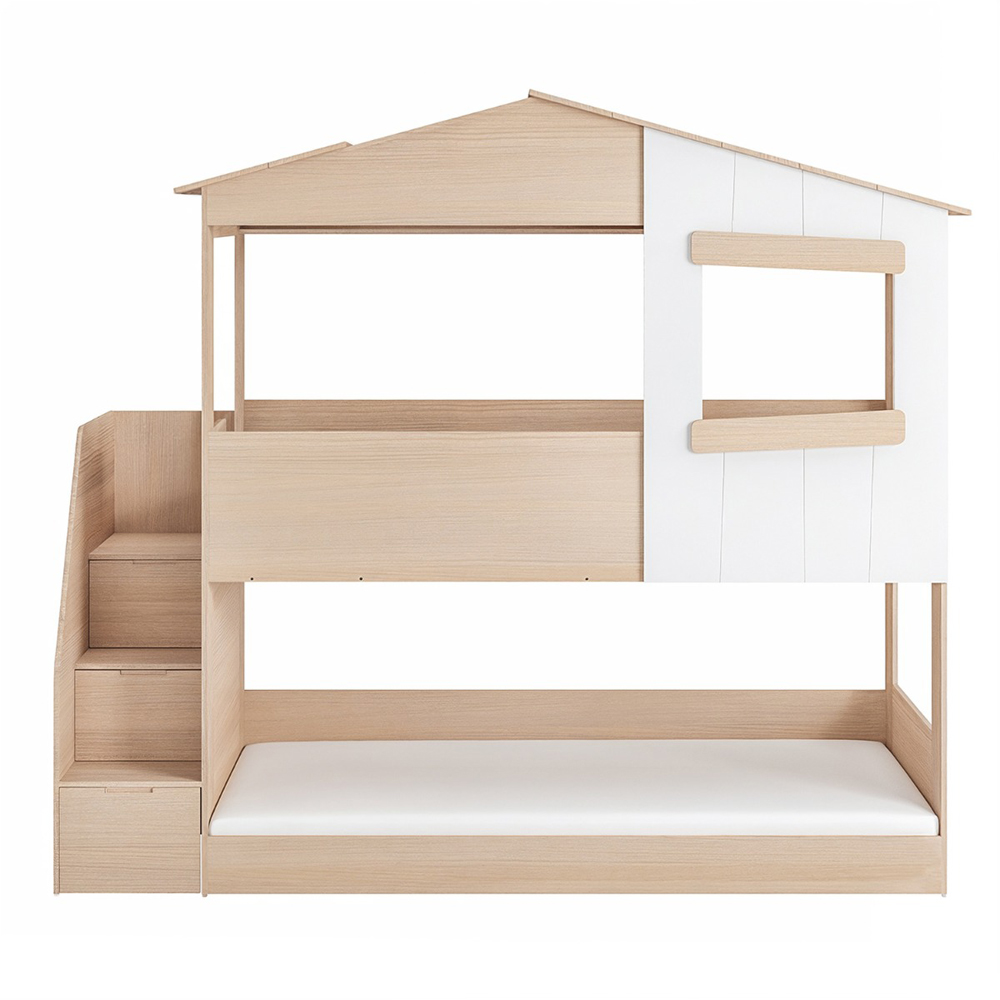 Flair Dreamland Oak Play House Staircase Bunk Bed Image 3