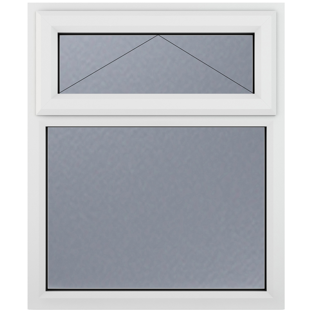 Crystal uPVC Double Glazed Window Top Hung Over Fixed Light White Obscure Glass 905x1115mm Image 2