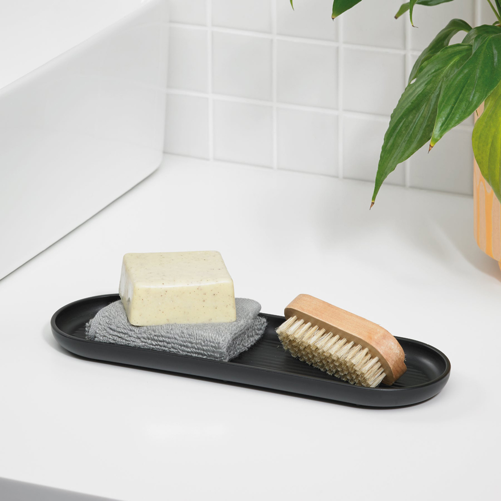 ReBorn Dark Grey Recycled Plastic Bathroom Storage Tray Image 2