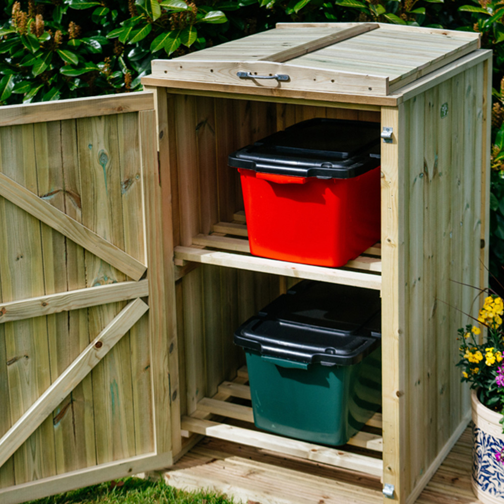 The Garden Village Shireburn 2 Recycle Box Storage Shed Image 8