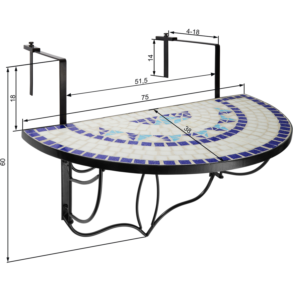 tectake White and Blue Mosaic Pattern Hanging Table Image 7