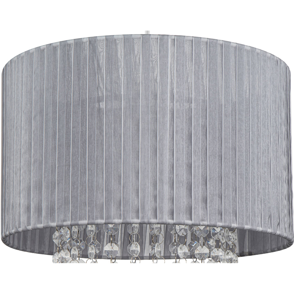 Cosylyte Winni Silver Grey Beaded Voile Easyfit Modern Lamp Shade Image 4