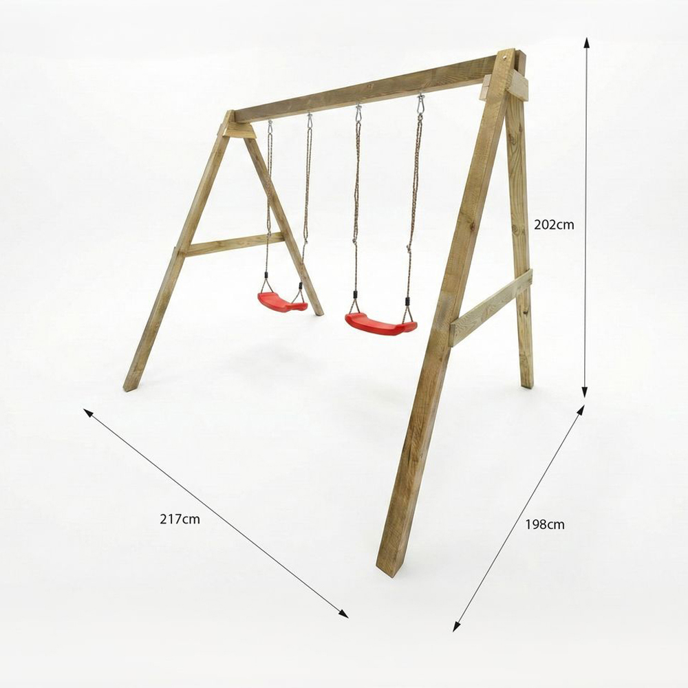 Shire Wooden Frame Double Swing Set Image 5