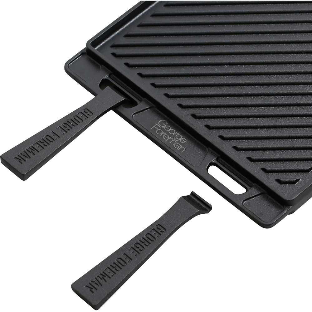 George Foreman Black Reversible Griddle Plate with Beech Tray Image 4