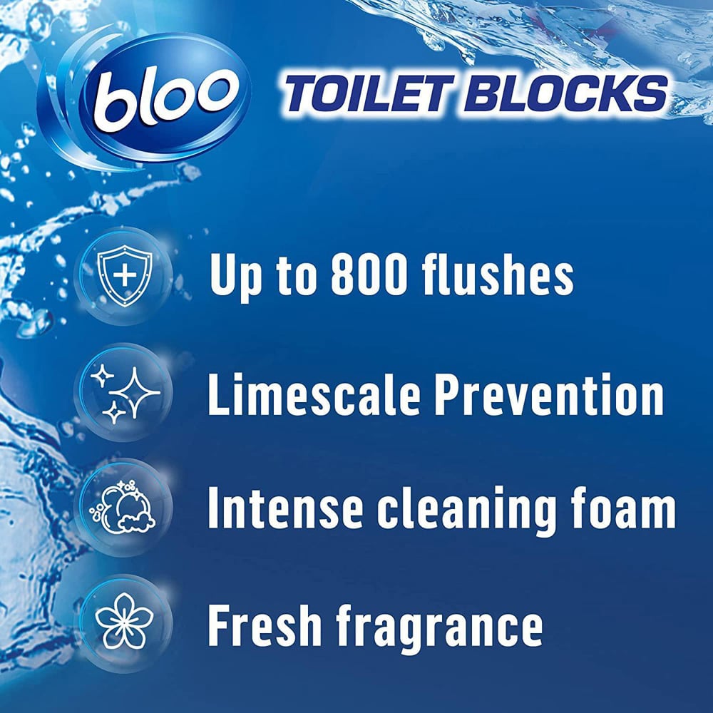 Bloo 2 in 1 Cleaning Foam Limescale Prevention Toilet Rim Block 7 Pack Image 6