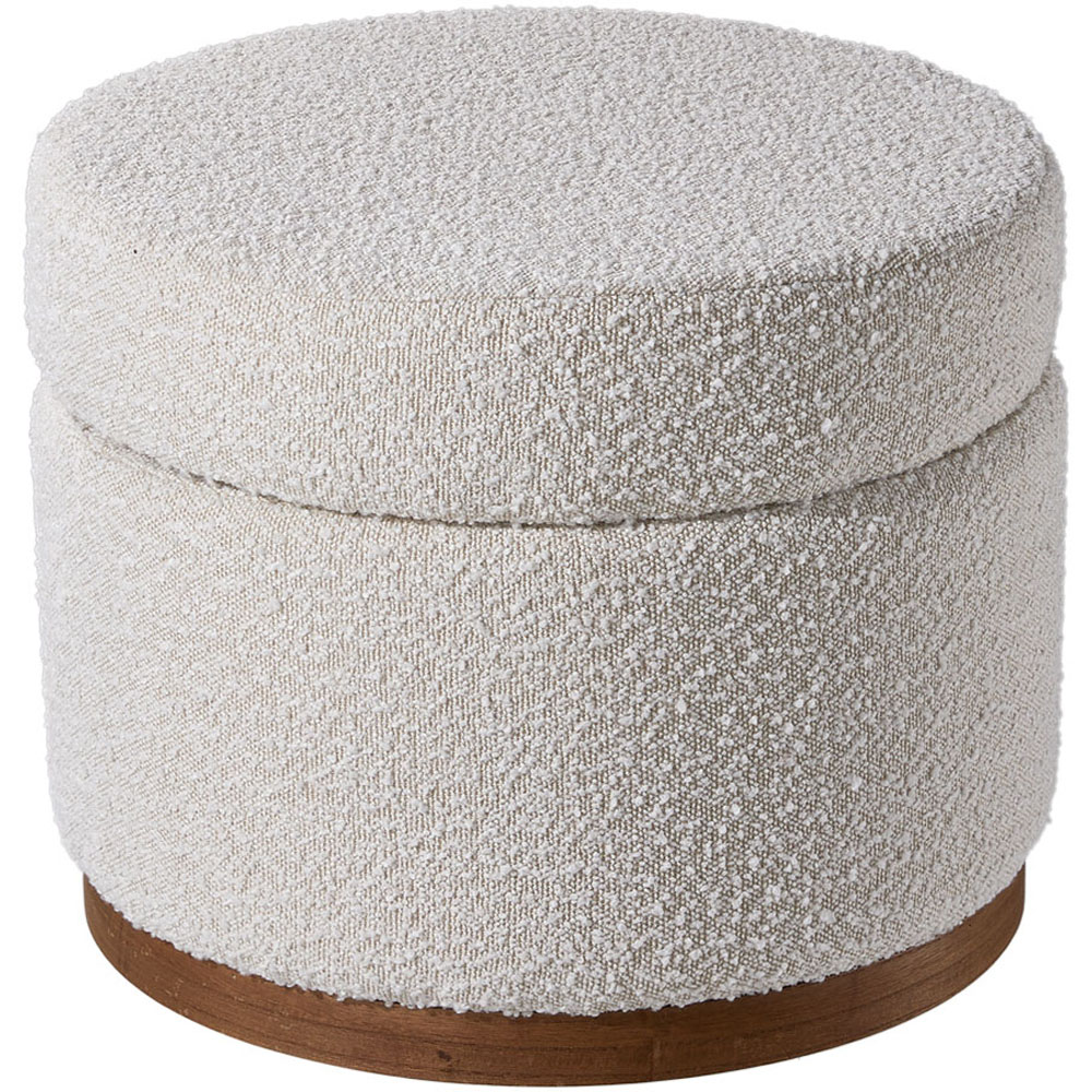 Living and Home Cream Round Ottoman Storage Stool Seat with Thick Cushion Image 2