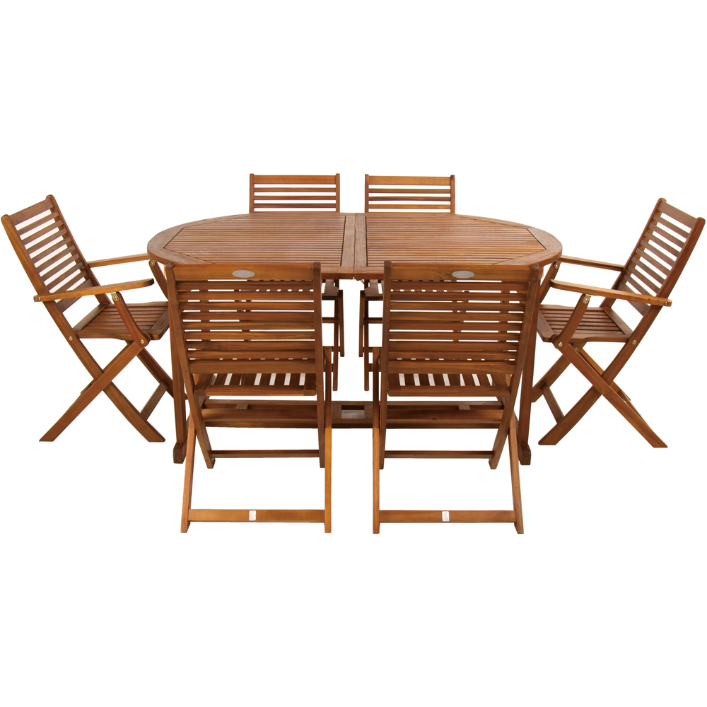 Charles Bentley Acacia 6 Seat Oval Extendable Dining Set Image 2