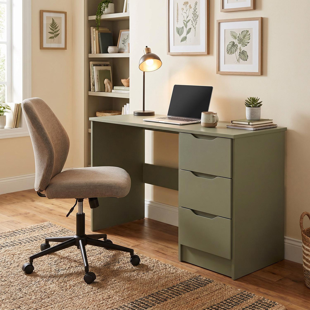FWStyle Luno 3 Drawer Green Vanity Dressing Table Image 6