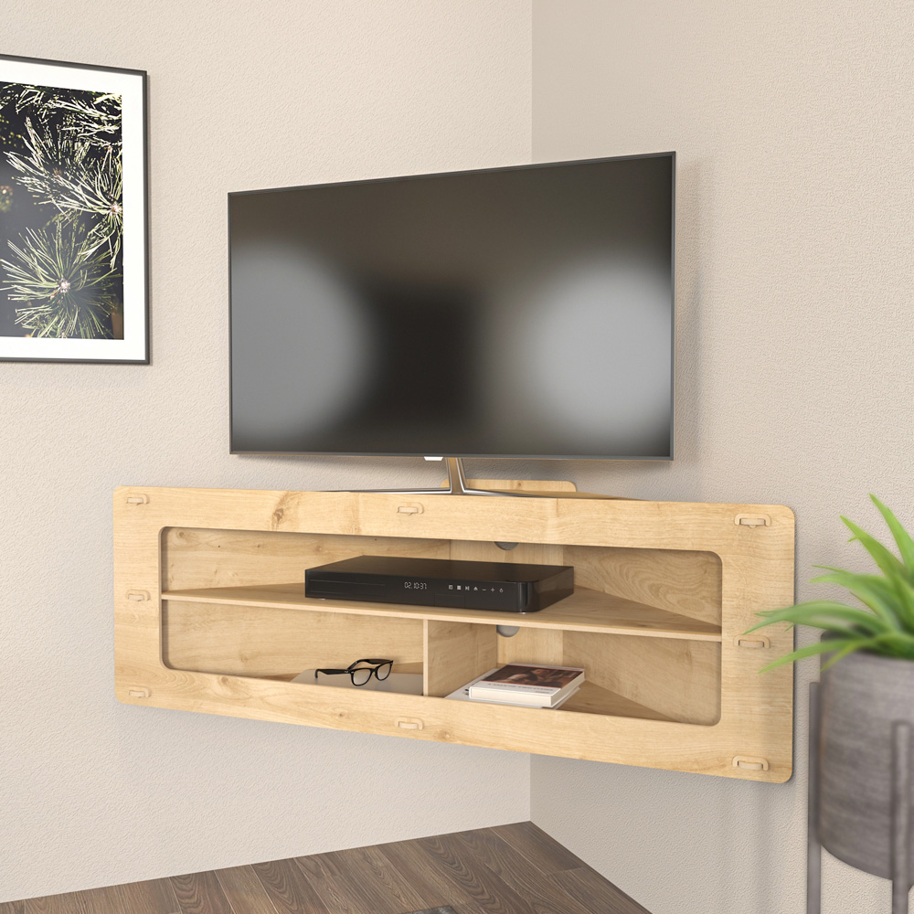 Decorotika Sala 3 Shelf Corner Floating MDF TV Unit Image 5
