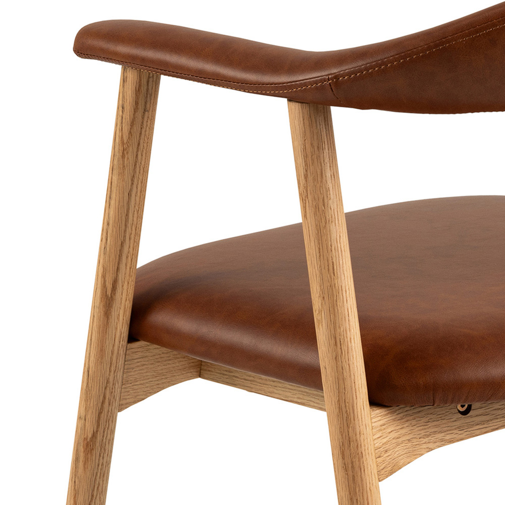 Florence Addi Set of 2 Brandy Faux Leather Retro Dining Chair with Armrest Image 7