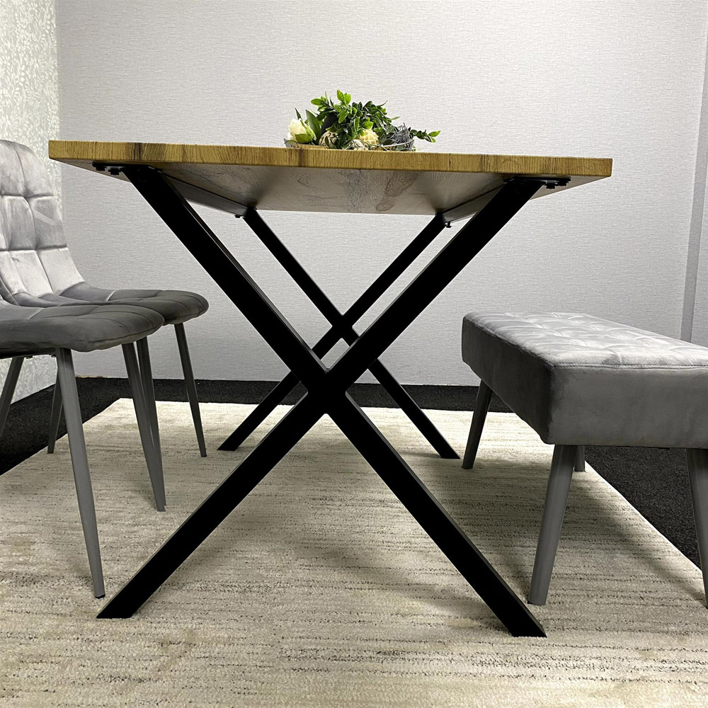 Kosy Koala 4 Seater MDF and Velvet Dining Table Set with Bench Grey Image 3