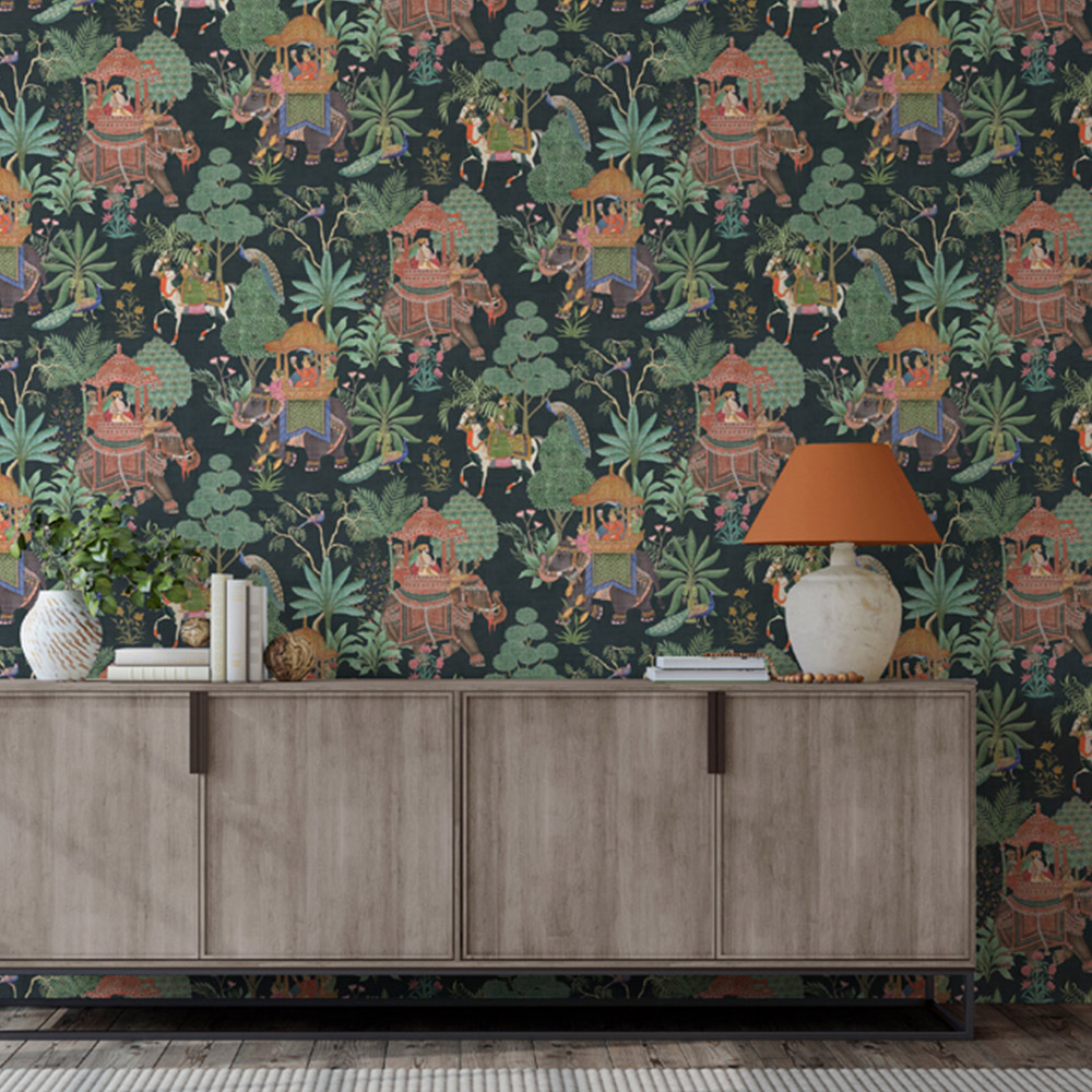 Esselle Home Emperor's Garden Black Multicoloured Wallpaper Image 3