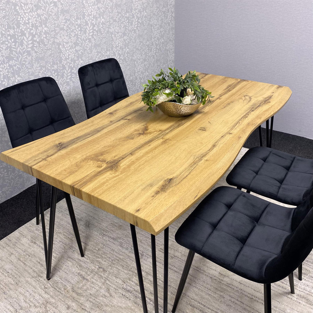 Kosy Koala 4 Seater Wood and Velvet Dining Set Black Image 4