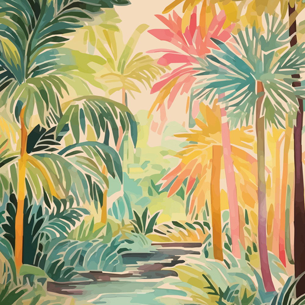 Origin Murals Pretty Palms Green Wall Mural Image 2