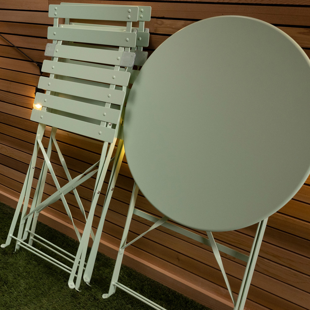 Charles Bentley Folding Metal Bistro Set Heritage Green Image 6