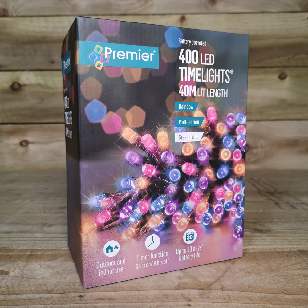 Premier TimeLights 400 Rainbow LED Multi-Function Green String Light 40m Image 3
