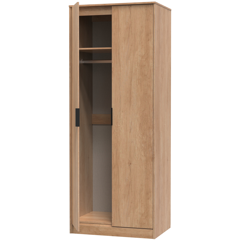 Crowndale Hong Kong 2 Door Nebraska Oak Tall Wardrobe Ready Assembled Image 4