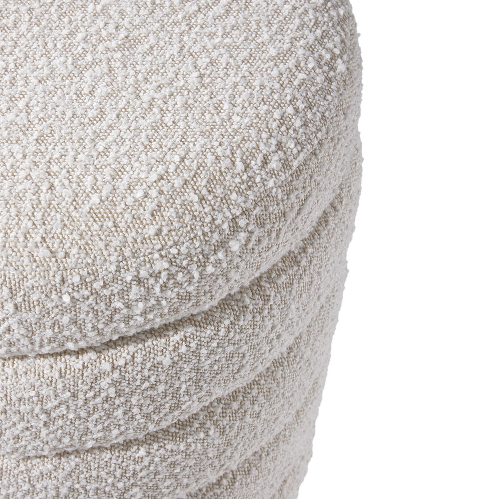 Living and Home Cream Upholstered Tufted Round Storage Ottoman Image 6