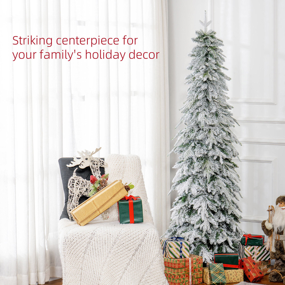 Everglow Snow Flocked Pencil Artificial Christmas Tree 6ft Image 4