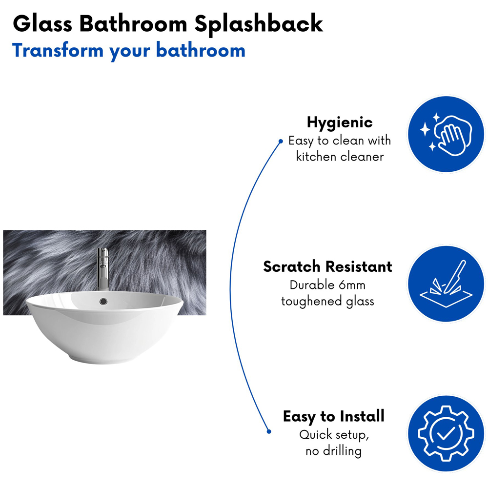 Warren Reed Designer Silver Fox Fur Print Bathroom Splashback 25 x 60cm Image 4